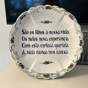 Vintage Decorative hanging/table top ceramic plate made in Portugal 12.5x12.5